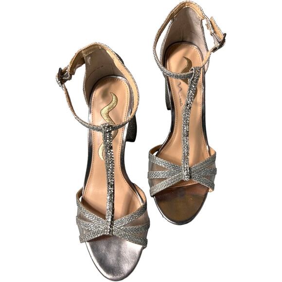 NINA Haviva Silver Sparkel Heels - Size 6M - Picture 6 of 8